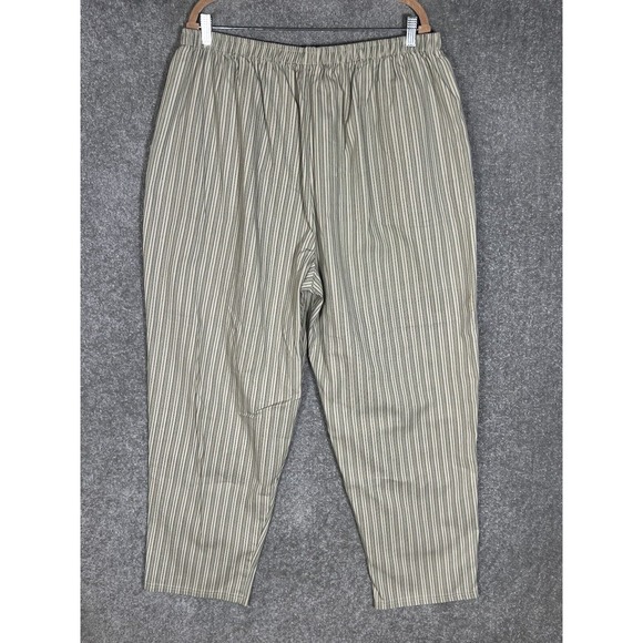 Bobbie Brooks Elastic Waist Pull On Pants Women Size 26W Flax Striped Pockets - Picture 2 of 7